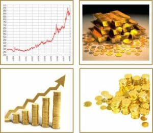 grafici che mostrano l'andamento dell'oro in tempo reale